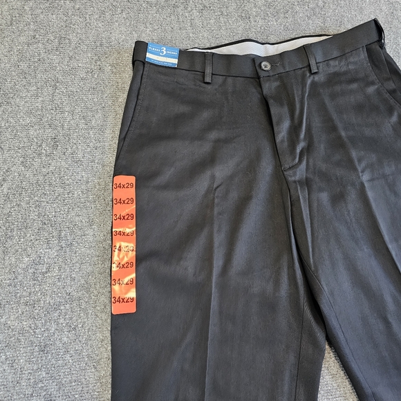 NWT Haggar Premium No Iron Straight leg Flat Front Stretch Black Pants 34x29 - Picture 3 of 16